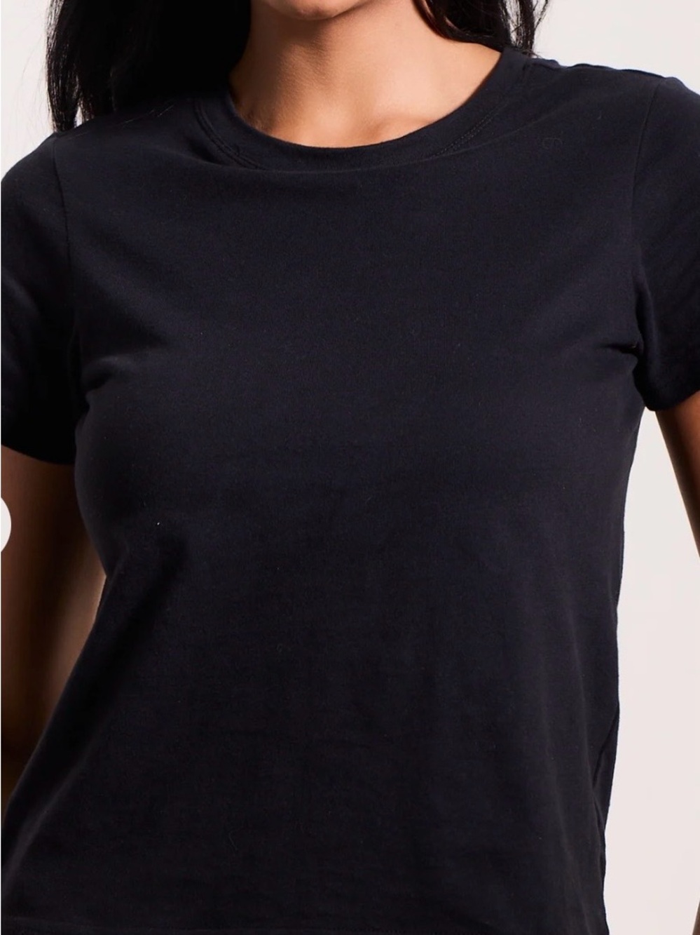 Klassy Black Women's full length cotton tee medium support. Built in bra t